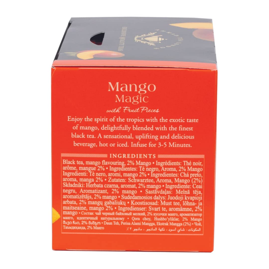 Ahmad Tea Mango Magic Black Tea, 20-Count Boxes (Pack Of 6)