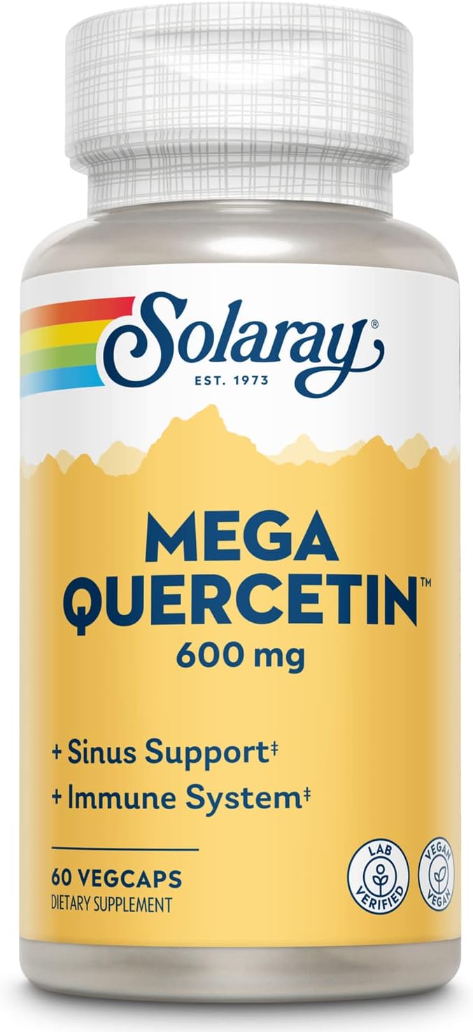 Solaray Mega Quercetin Healthy Cells, Heart, Circulatory & Respiratory System Support Bioflavonoids & Ampk Activator Non-Gmo, Vegan 60 Vegcaps