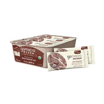 Gomacro Macrobar Organic Vegan Protein Bars - Mocha Chocolate Chip (2.3 Ounce Bars, 12 Count)