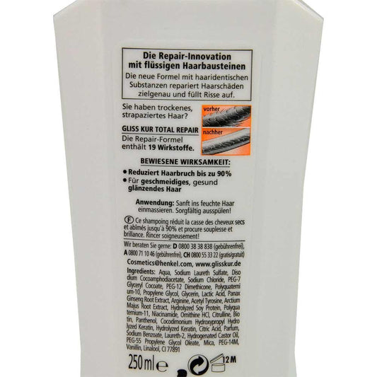 Gliss Kur Hair Repair Total Repair Shampoo 19 250 Ml : Beauty & Personal Care