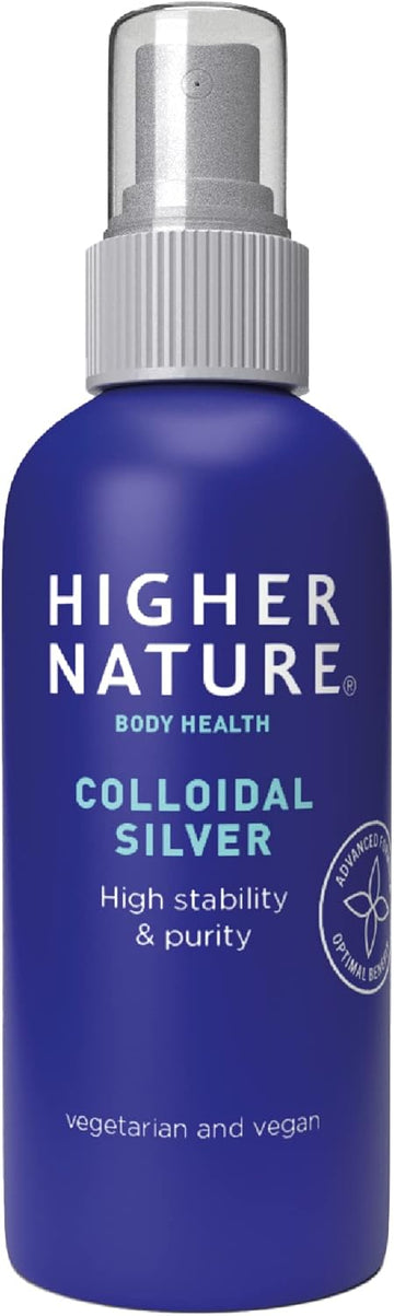 Higher Nature - Colloidal Silver - Purified Water With Premium Grade Silver - Antiseptic Spray, Disinfectant Spray, Colloidal Silver Spray - 100Ml