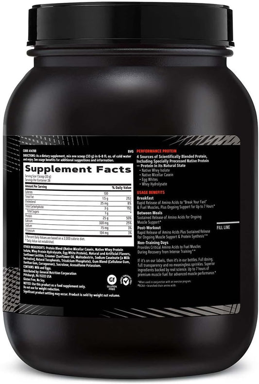 Gnc Amp Sustained Protein Blend | Targeted Muscle Building And Exercise Formula | 4 Protein Sources With Rapid & Sustained Release | Gluten Free | Vanilla Milkshake | 28 Servings