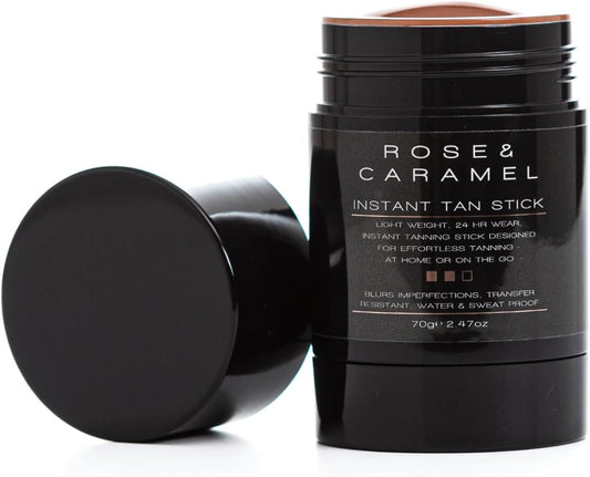 Rose & Caramel Skinstant Instant Bronze Tanning Stick, Was Off Tan Water Proof Splash Proof Sweat Proof, Colour Adapting Formula, Instant Bronze Colour