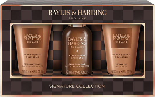 Baylis & Harding Black Pepper & Ginseng Men'S Luxury Mini Trio Gift Set - Vegan Friendly