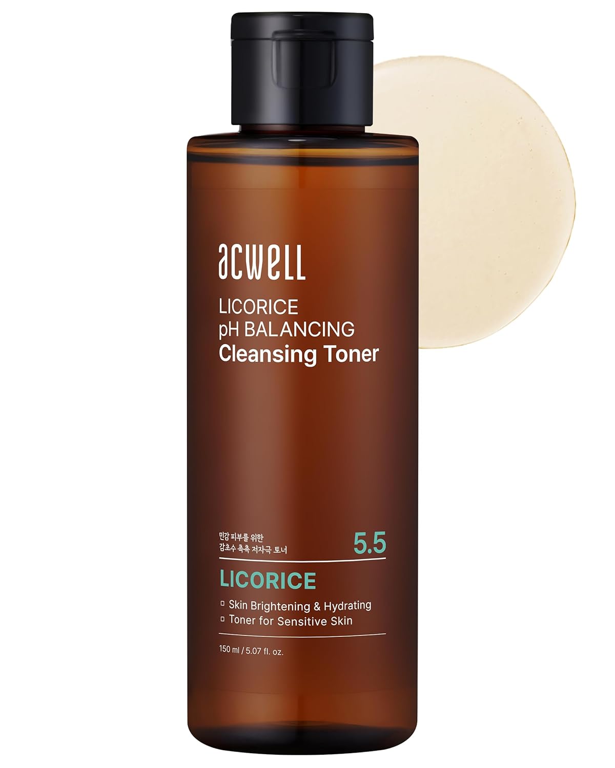 Acwell Licorice Ph Balancing Korean Toner For Cleansing 5.07 Fl.Oz. - Alcohol-Free Ph5.5 Hydrating Facial Astringent - Skin Clarifying & Hydration Boosting Toner