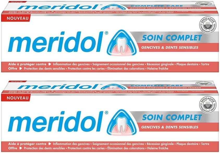 Meridol Toothpaste Complete Care Gums & Sensitive Teeth Lot Of 2 X 75Ml