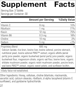 Standard Process Drenamin - Whole Food Antioxidant, Mood Support, Adrenal Support And Immune Support With Shitake, Alfalfa, Rice Bran, Riboflavin, Calcium Lactate, Choline - 90 Tablets