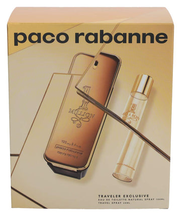 Paco Rabanne Paco Rabanne 1 Million Gift Set For Men (3.4 Ounce Eau De Toilette + 0.68 Ounce Travel Spray), 4.08 Ounce
