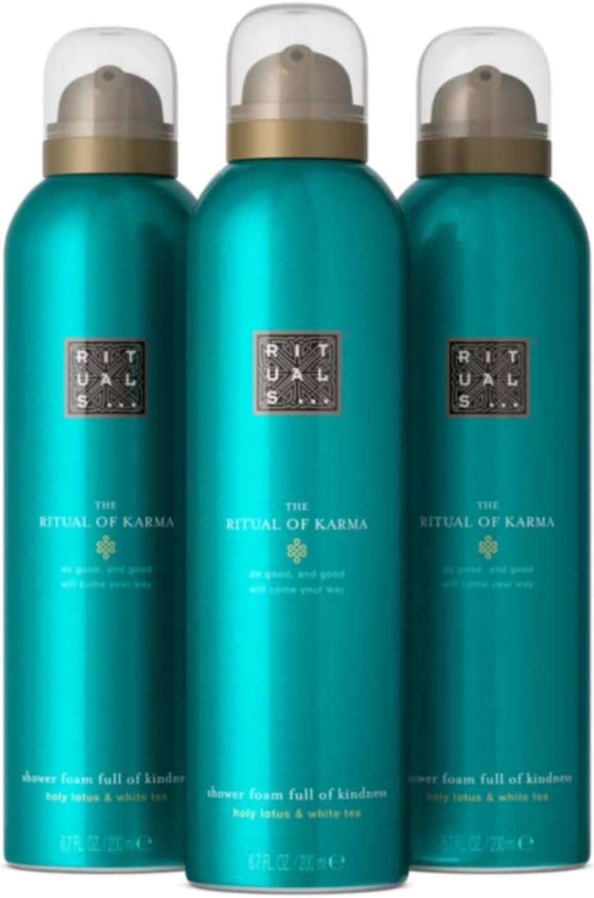 Rituals Shower Foam The Ritual Of Karma - Value Pack - Shower Gel With Lotus Flower And White Tea - Hydrating Foaming Shower Gel - Economy Pack, 3 X 200Ml