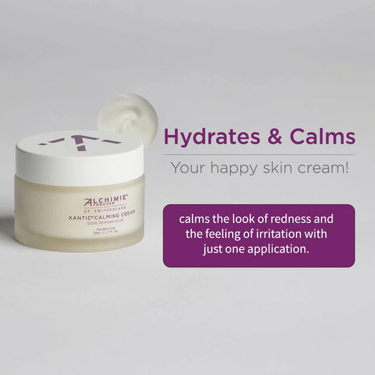 Alchimie Forever Kantic Calming Cream | Midweight Facial Moisturizer Calms Redness & Irritation With Rich Antioxidants Blueberries & Grape Seeds | Revives Dull Skin, Hydrates, Anti-Aging I 1.7 Oz