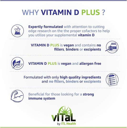 Mag365 Vegan Vitamin D Plus - Enhanced With Magnesium, Vitamin B12, Vitamin K2 - Supports Weight Management & Mood Enhancement - 100% Vegan, Gluten-Free, Non-Gmo - 60 Capsules