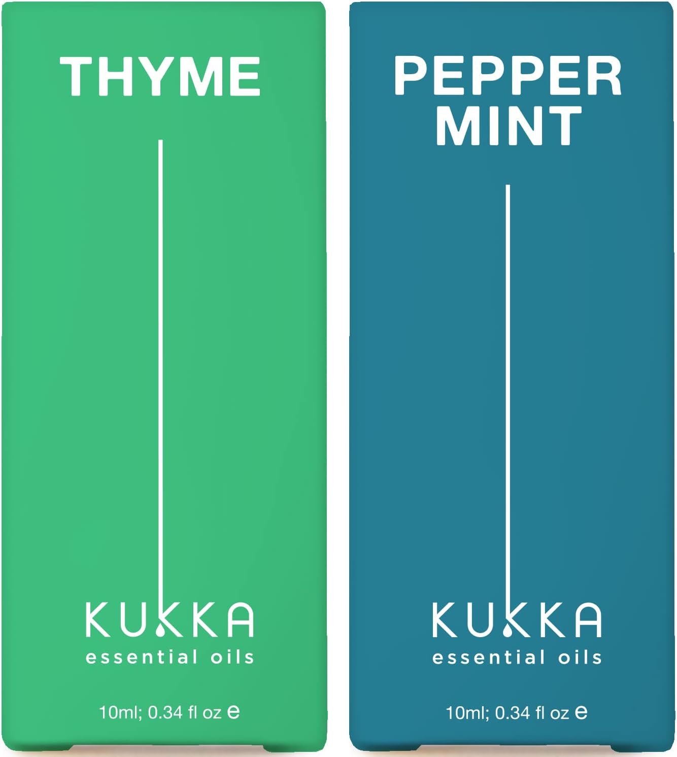 Thyme Oil For Hair & Peppermint Oil For Hair Se T- 100% Natural Aromatherapy Grade Essential Oils Set - 2X0.34 Fl Oz - Kukka