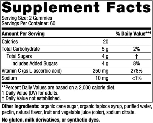 Nordic Naturals Vitamin C Gummies, Tart Tangerine - 120 Gummies - 250 mg Vitamin C - Immune Support, Antioxidant Protection, Child Growth & Development - Non-GMO, Vegan - 60 Servings