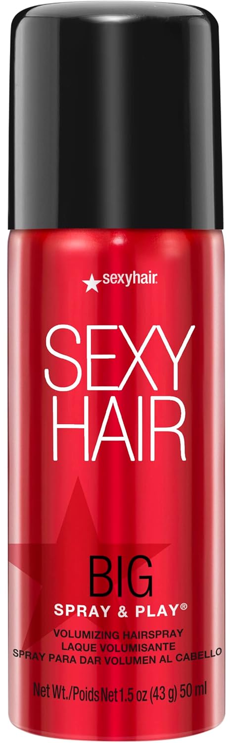 Sexyhair Big Spray & Play Volumizing Hairspray Travel Size, 1.5 Oz | Hold And Shine | Up To 72 Hour Humidity Resistance | All Hair Types