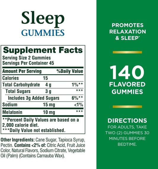 Nature'S Bounty 10 Mg Melatonin Gummy, 100% Drug Free Sleep Supplement, 10 Mg, Blueberry, 140 Ct