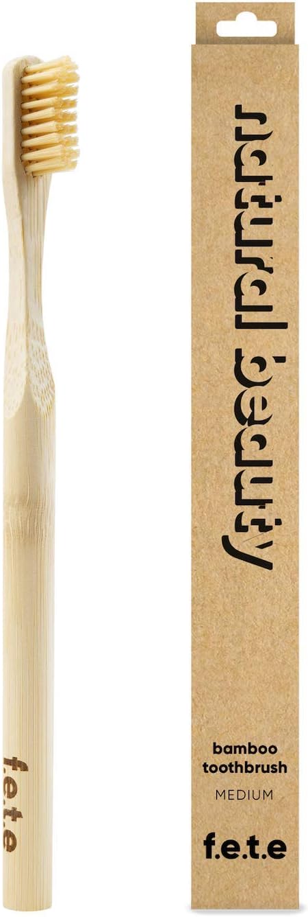 F.E.T.E | Natural Beauty Bamboo Toothbrush | Biodegradable & Compostable Handle | Recyclable Medium Bristles | Sustainable | Vegan