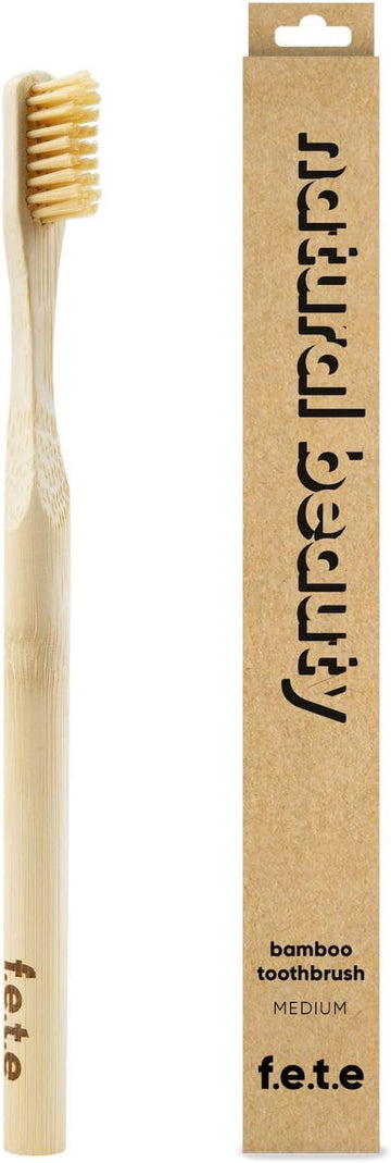 F.E.T.E | Natural Beauty Bamboo Toothbrush | Biodegradable & Compostable Handle | Recyclable Medium Bristles | Sustainable | Vegan