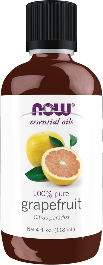 Now Essential Oils, Grapefruit Oil, Sweet Citrus Aromatherapy Scent, Cold Pressed, 100% Pure, Vegan, Child Resistant Cap, 4-