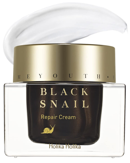 Holika Holika Prime Youth Black Snail Repair Cream- 70% Snail Secretion Extract For Collagen Production & Rejuvenating, Intensive Moisturizing, Plumping Fine Lines, Cruelty-Free, 1.69Oz