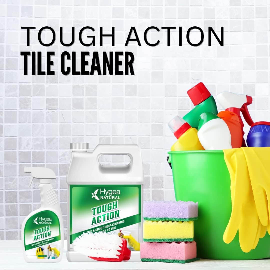 Hygea Natural Tough Action Tile & Grout Deep Cleaning 128oz + Lemon Fresh All Purpose Cleaner 128oz Bundle - Removes Dirt & scum Without Harsh Chemicals - Multi-Surface Cleaner : Health & Household