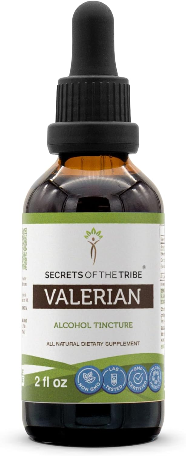 Secrets of the Tribe Valerian Alcohol Tincture (Liquid Drops) 675 mg Valerian (Valeriana Officinalis) Dried Root (2 Fl Oz) Sleep Support Supplement