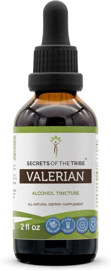 Secrets of the Tribe Valerian Alcohol Tincture (Liquid Drops) 675 mg Valerian (Valeriana Officinalis) Dried Root (2 Fl Oz) Sleep Support Supplement