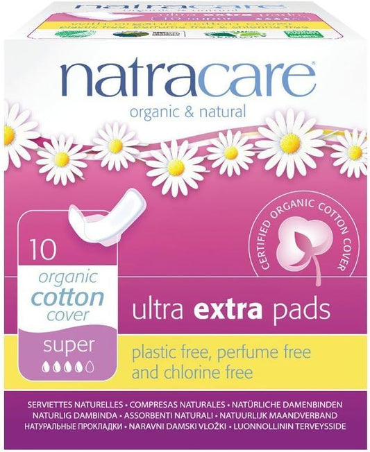 Natracare Ultra Extra Pads w/wings - Super - 10 Count : Health & Household