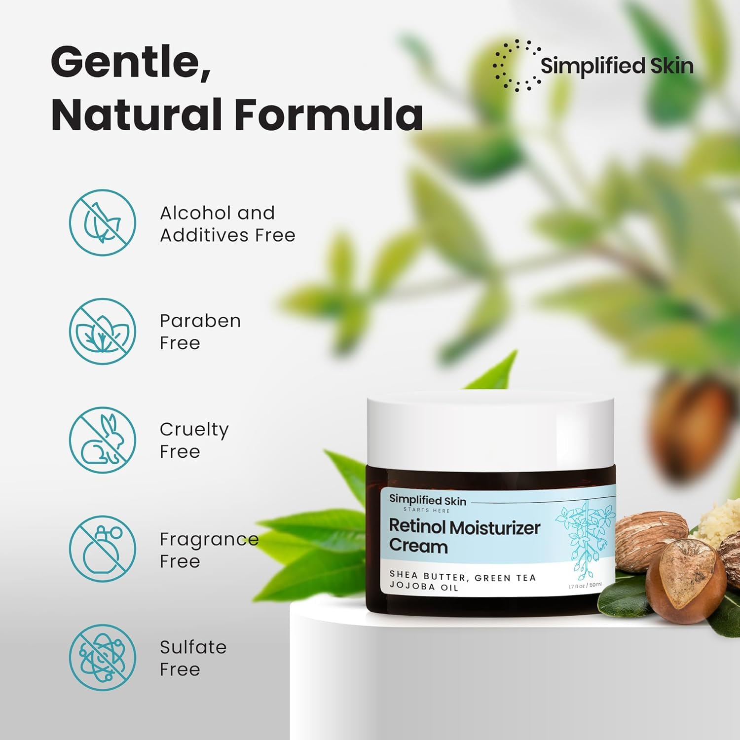 Retinol Cream For Face - 2.5% Retinol Moisturizer With Vitamin E & Hyaluronic Acid For Anti-Aging & Wrinkles - Hydrating Facial Moisturizer Cream - 1.7 Oz : Beauty & Personal Care