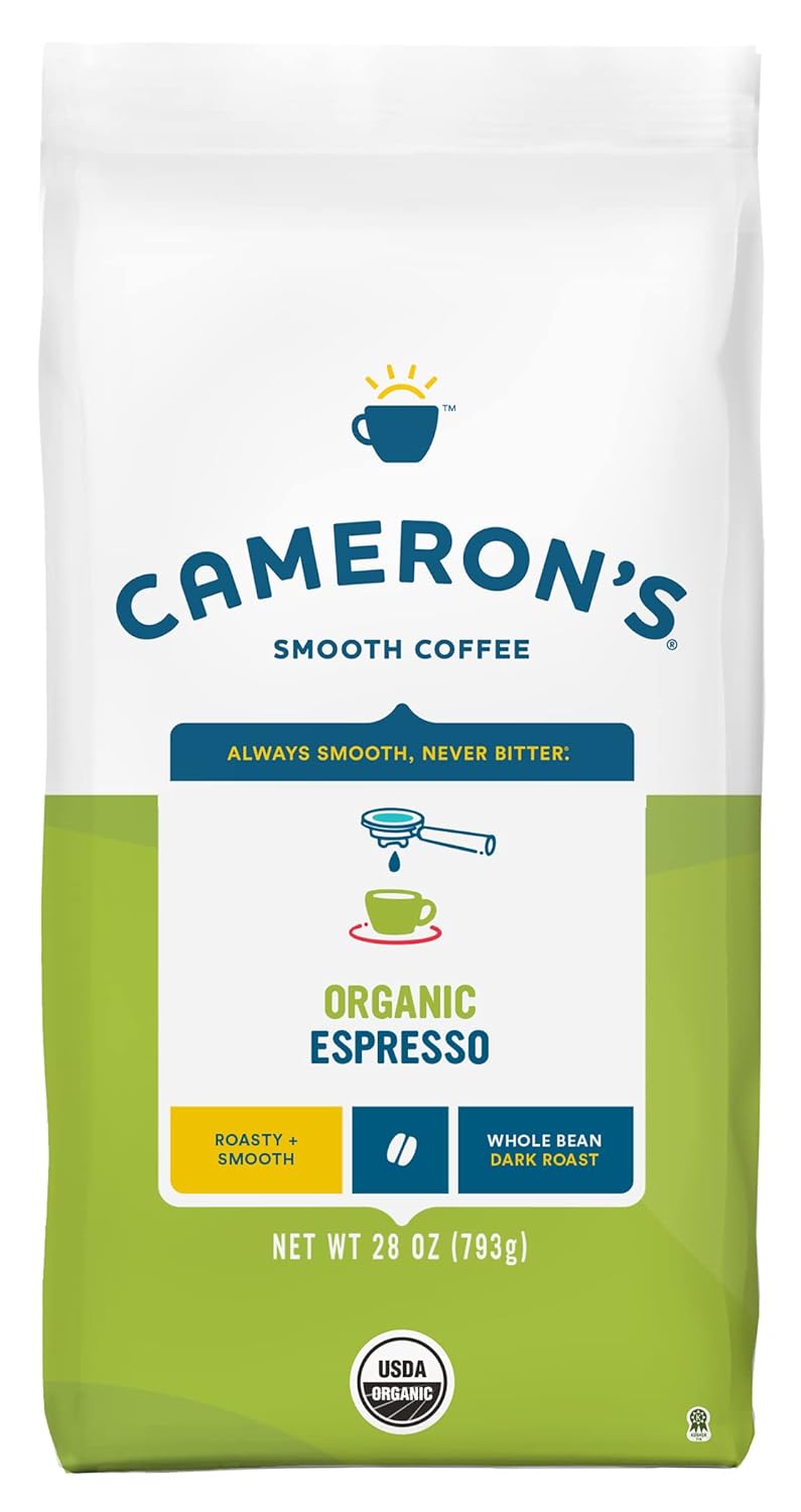 Cameron's Coffee Roasted Whole Bean Coffee, Organic Espresso, 28 Ounce, (Pack of 1)