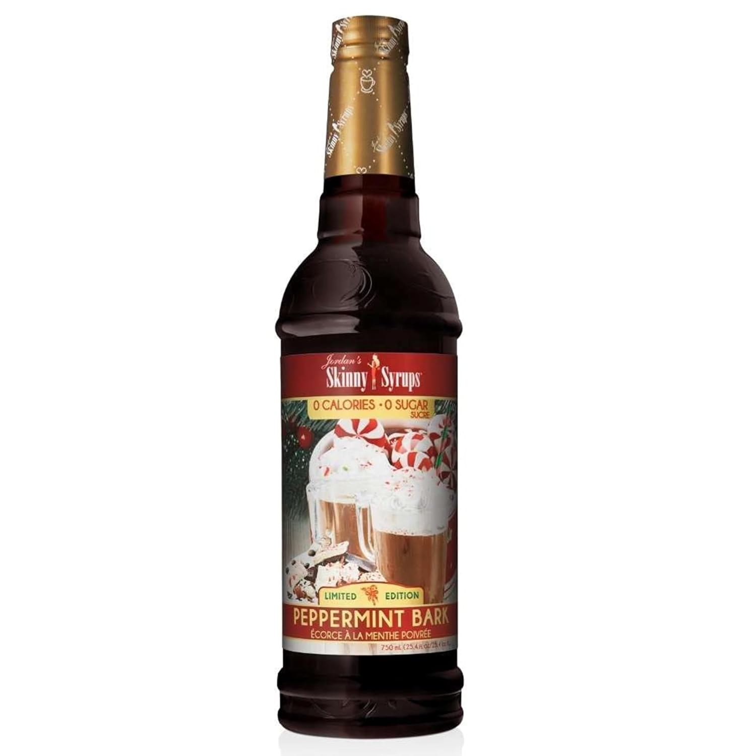 Jordan'S Skinny Syrups Sugar Free Coffee Syrup, Peppermint Mocha Flavor, Zero Calorie Flavoring For Latte, Protein Shake, Cocktail & More, Gluten Free, Keto Friendly, 25.4 Fl Oz, 1 Pack