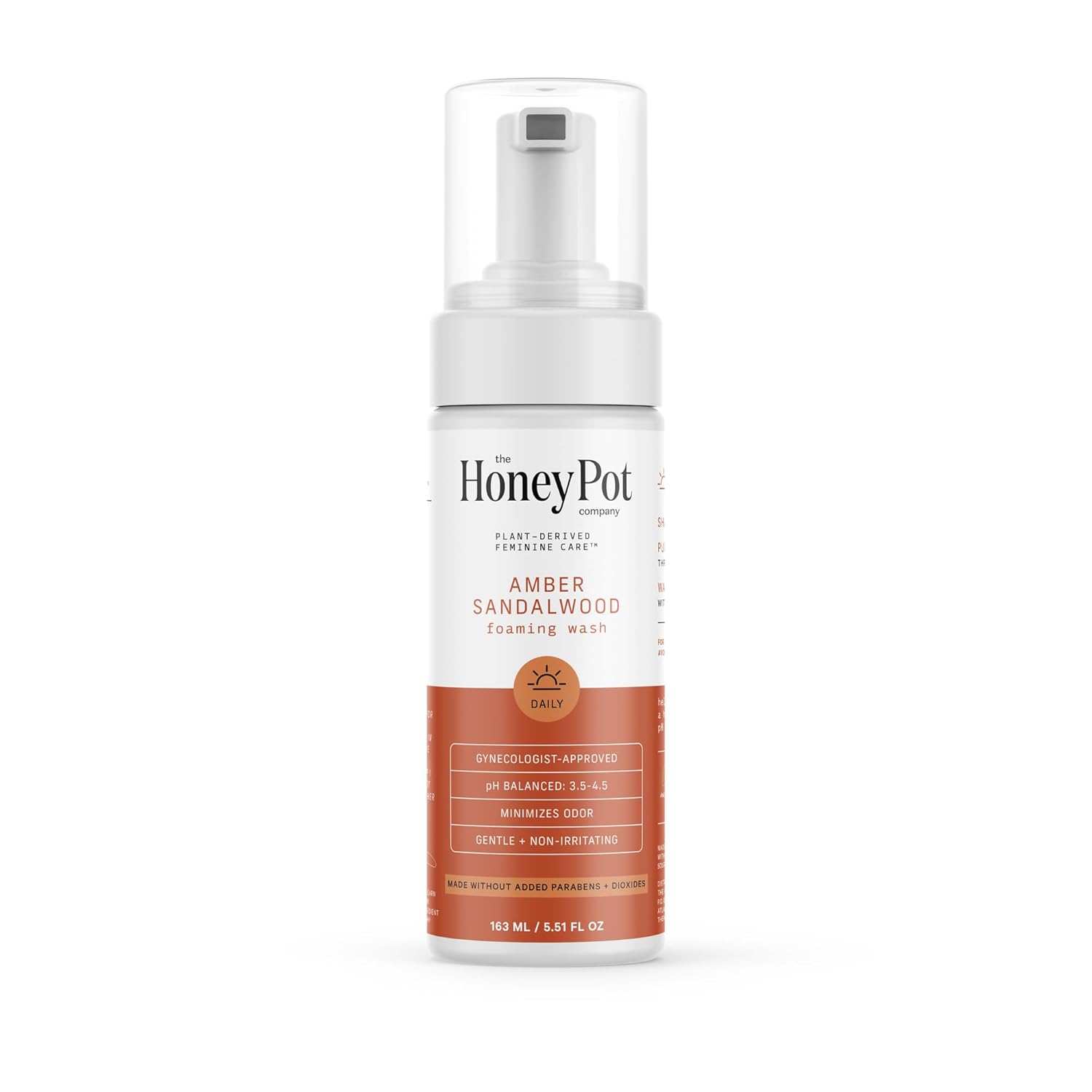 The Honey Pot Company - Feminine Wash - Herbal Infused - Sensitive Skin Types - Ph Balanced Plant Based Hygiene Products - Amber Sandalwood - 5.51 Fluid Oz
