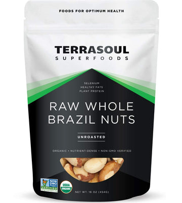 Terrasoul Superfoods Organic Brazil Nuts, 1 Lb - Raw | Unsalted | Rich in Selenium