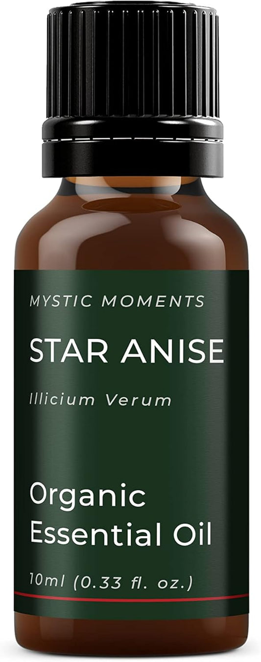 Mystic Moments | Organic Star Anise Essential Oil 10ml - Pure & Natural oil for Diffusers, Aromatherapy & Massage Blends Vegan GMO Free