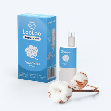 LooLoo Touch-Free Toilet Freshener Fragrance Refills - Natural Essential Oils - Toilet Smell Eliminator, Bathroom Deodorizer, Air Freshener - Clean Cotton Fragrance