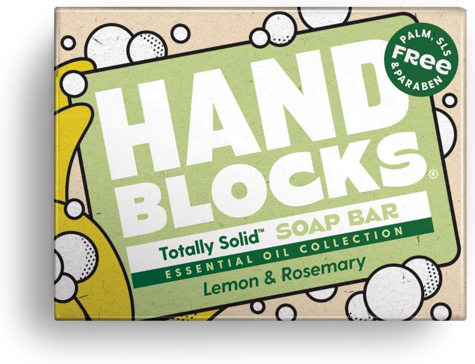 Hand Blocks: Lemon & Rosemary - Cold Processed Natural Soap Bars - Plastic, Palm, Sls, Sles & Paraben Free