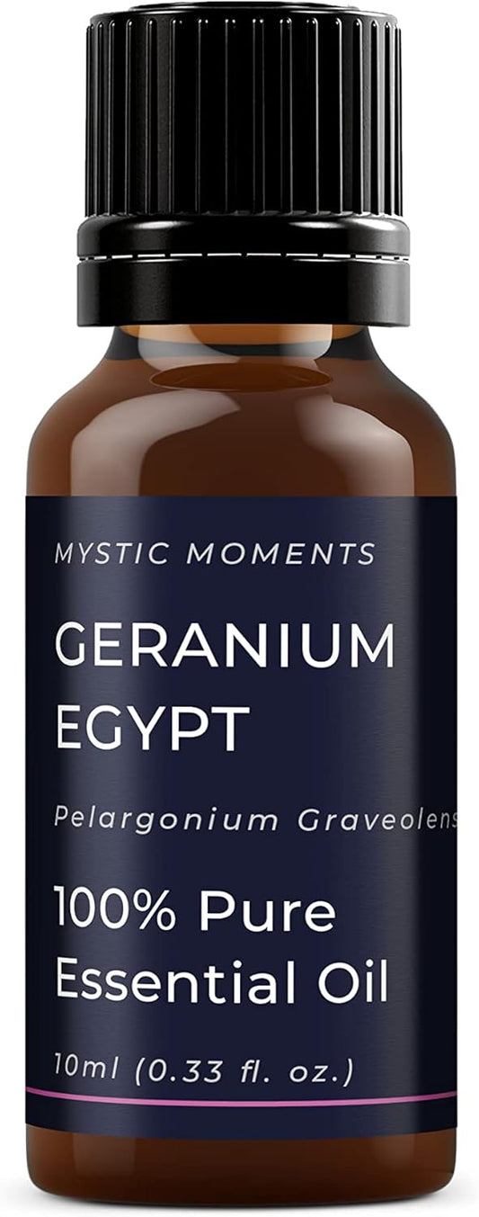 Mystic Moments | Geranium Egypt Essential Oil 10ml - Pure & Natural oil for Diffusers, Aromatherapy & Massage Blends Vegan GMO Free