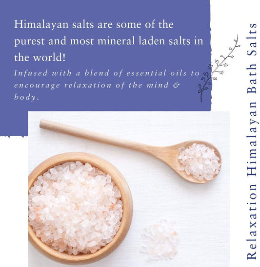 Absolute Aromas Relaxation Bath Salts 290G - Natural Pink Coarse Himalayan Salt Infused With 100% Pure Essential Oils Of Bergamot, Clary Sage, Lavender And Petitgrain