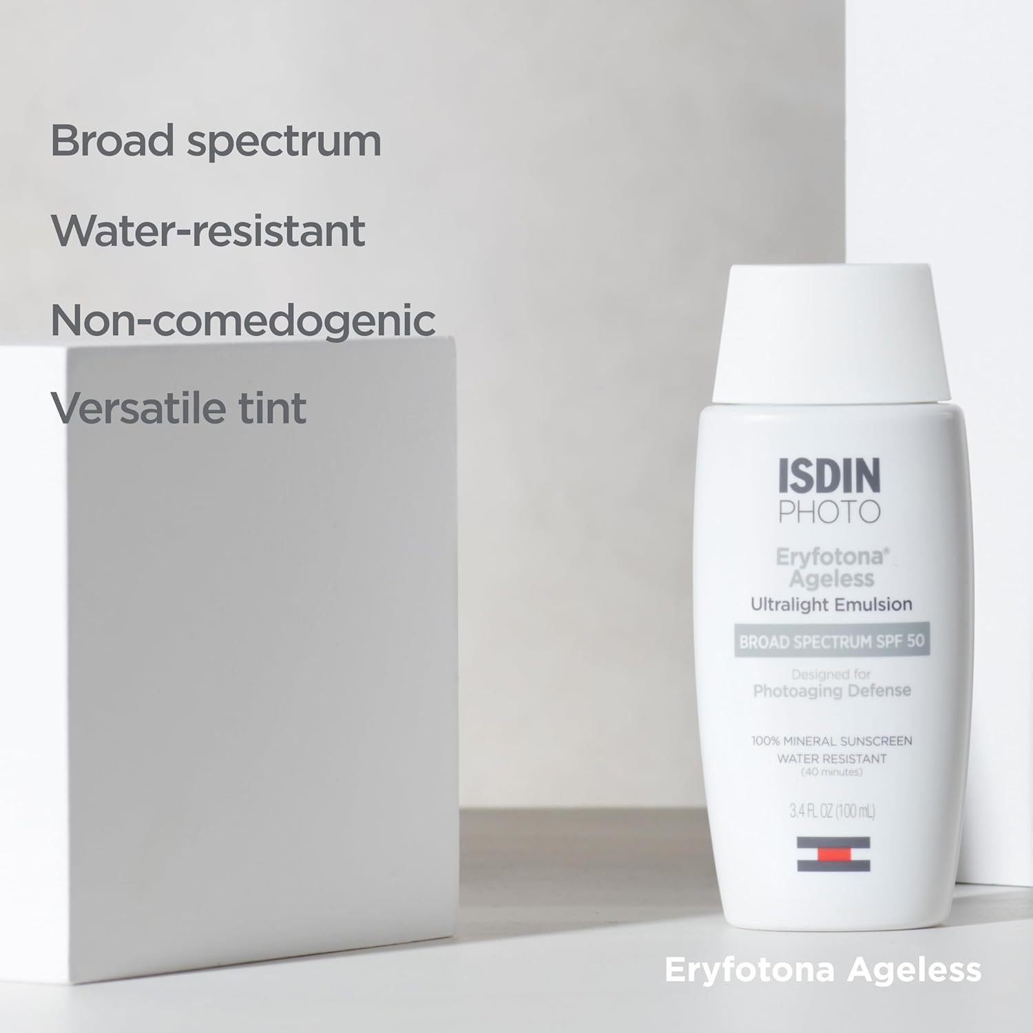 Isdin Eryfotona Ageless Tinted Mineral Sunscreen For Face, Spf 50 Zinc Oxide Formula Helps Repair Sun Damage, 3.4 Fl.Oz. Travel-Size Tube, Water Resistant And Non-Comedogenic : Beauty & Personal Care