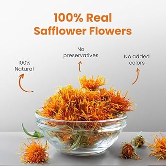 Blue Tea - Safflower Flower Tea Loose Leaf - 1.40 Oz (Pack Of 2) | Anti-Oxidant Rich | Herbal Tea | Kusum Flower | Natural Ingredients - Calming Tea - Caffeine Free - Non-Gmo | Pet Jar Packaging