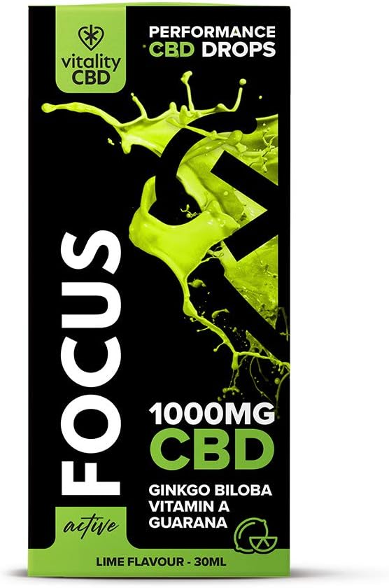 Vitality CBD Active Focus Drops with Ginkgo Biloba, Vitamin A, Guarana, 1000mg of CBD, 30ml, Lime Flavour, NO THC : Amazon.co.uk: Health & Personal Care
