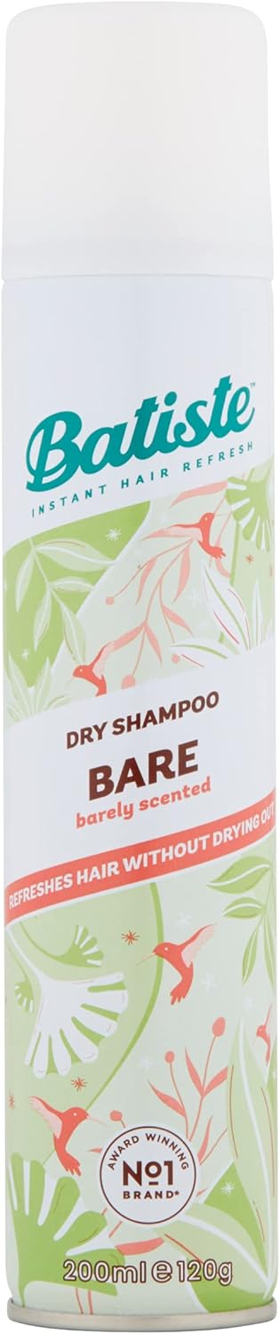 Batiste Dry Shampoo In Bare 200Ml, Barely Scented Light Fragrance, No Rinse Spray To Refresh Hair In Between Washes