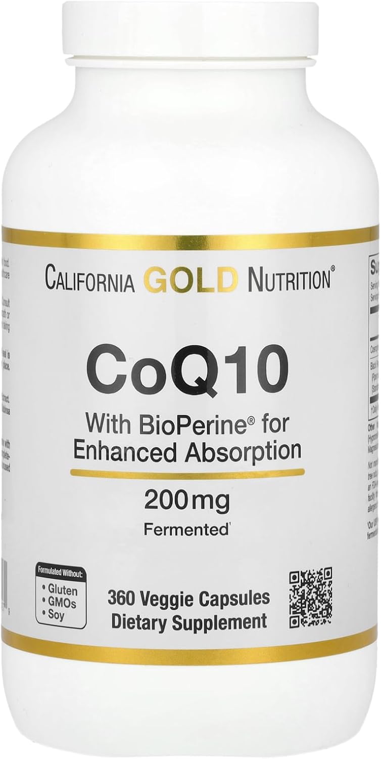 California Gold Nutrition Coq10 Usp With Bioperine®, 200 Mg, 360 Veggie Capsules