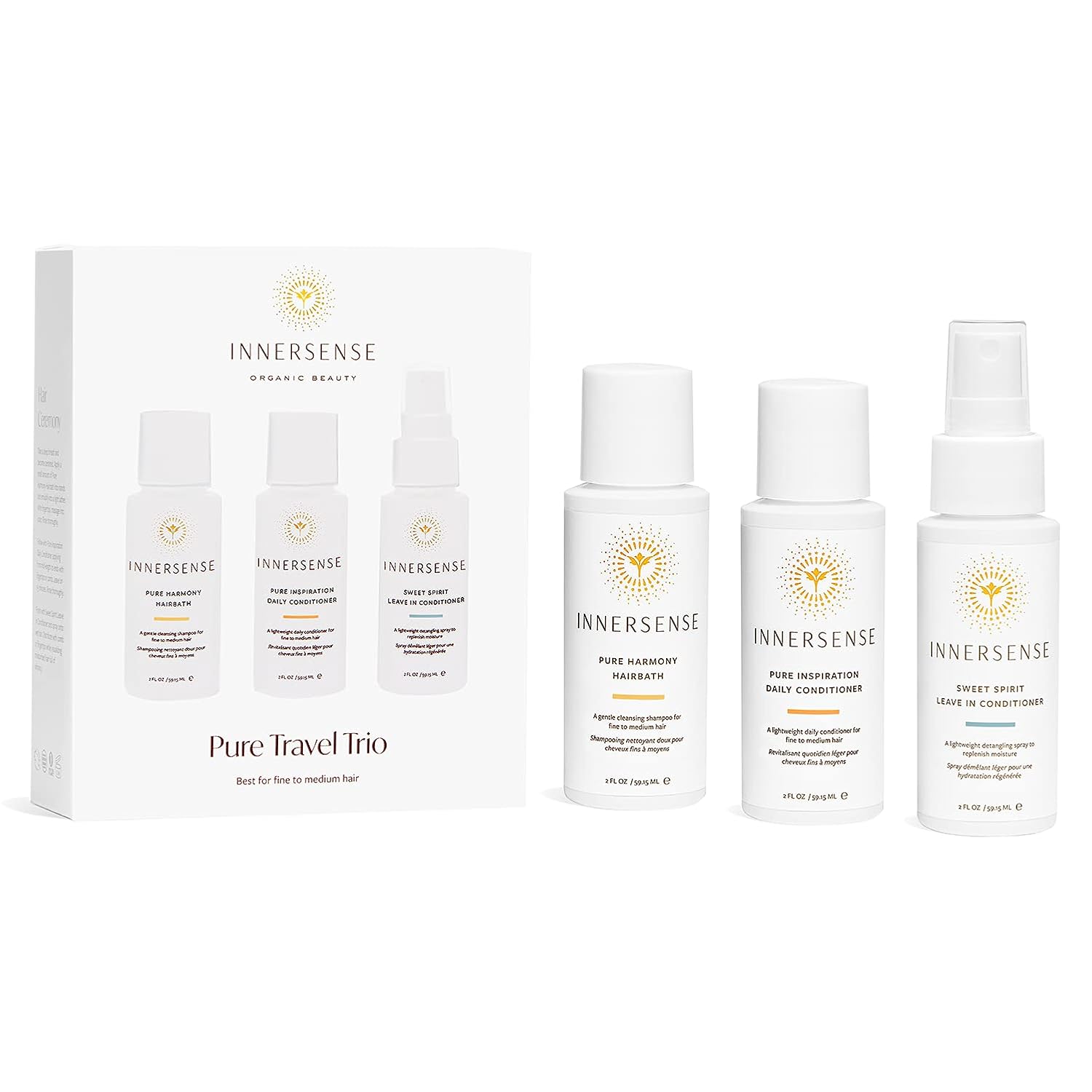 Innersense Organic Beauty - Natural Pure Harmony Travel Hair Trio | Non-Toxic, Cruelty-Free, Clean Haircare