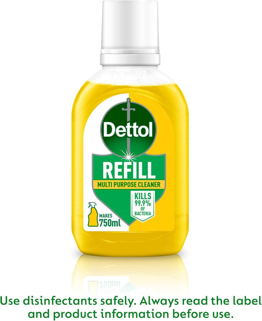 Dettol Cleaner Spray Refill, Citrus, Multipack Of 6 X 50Ml, Total 300Ml, Makes 750Ml Per Refill, Kitchen Spray Cleaner, Kills 99.99% Of Germs, Antibacterial, Disinfectant, Household Cleaners