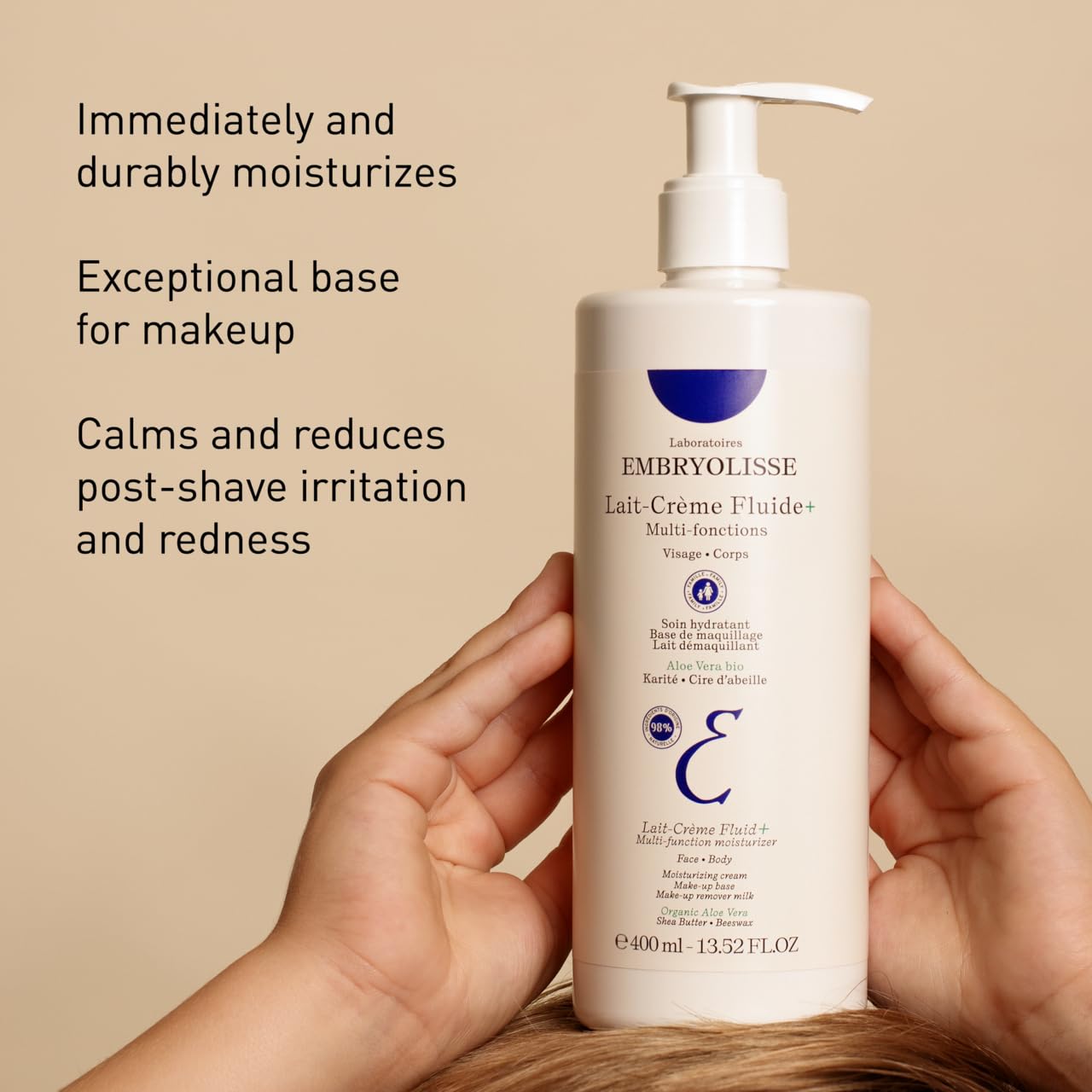 Embryolisse Lait Creme Fluid+ Face & Body Cream Refill. Natural Lightweight Moisturizer For All Skin Types. Hydrating Lotion With Shea Butter & Aloe Vera, 13.52 Fl Oz : Beauty & Personal Care