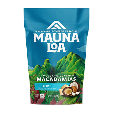 Mauna Loa Premium Hawaiian Chocolate Covered Macadamia Nuts, Milk Chocolate Coconut, Cocoa Dusted, 8 Oz Bag (Pack Of 1)