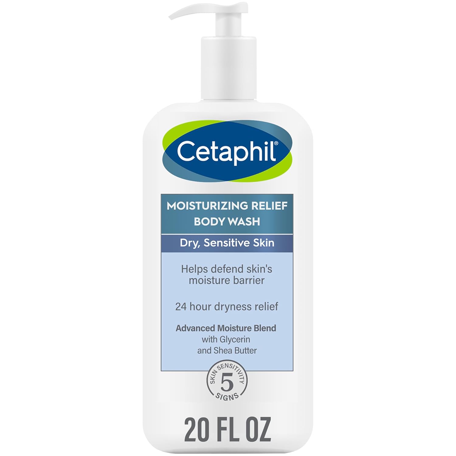 Cetaphil Body Wash, Moisturizing Relief Body Wash for Sensitive Skin, Mother's Day Gifts, Creamy Rich Formula Gently Cleanses, Gives 24Hr Relief to Dry Skin, Hypoallergenic, Fragrance Free, 20oz