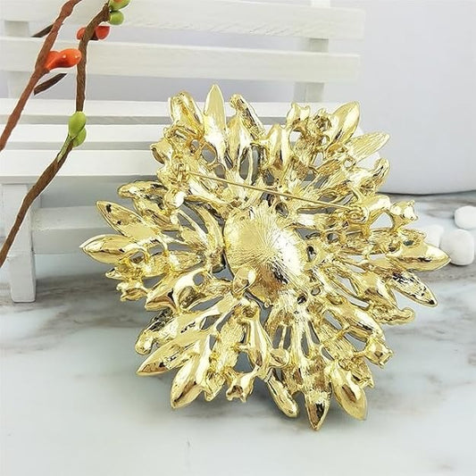 European and American Trend Flower Brooch - Alloy Metal with Pearl, Rhinestone, and Drop Oil Design for Women’s Corsage