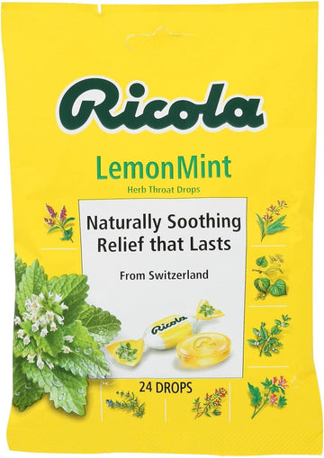 Ricola Herb Throat Drops Lemon Mint -24 Count (Pack of 12)