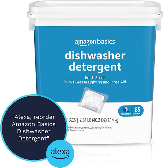 Amazon Basics Dishwasher Detergent Pacs, Fresh Scent, 85 Count (Previously Solimo)